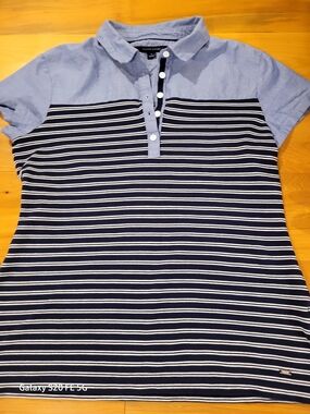 Tommy Hilfiger Striped Polo Shirt in Navy and Light Blue